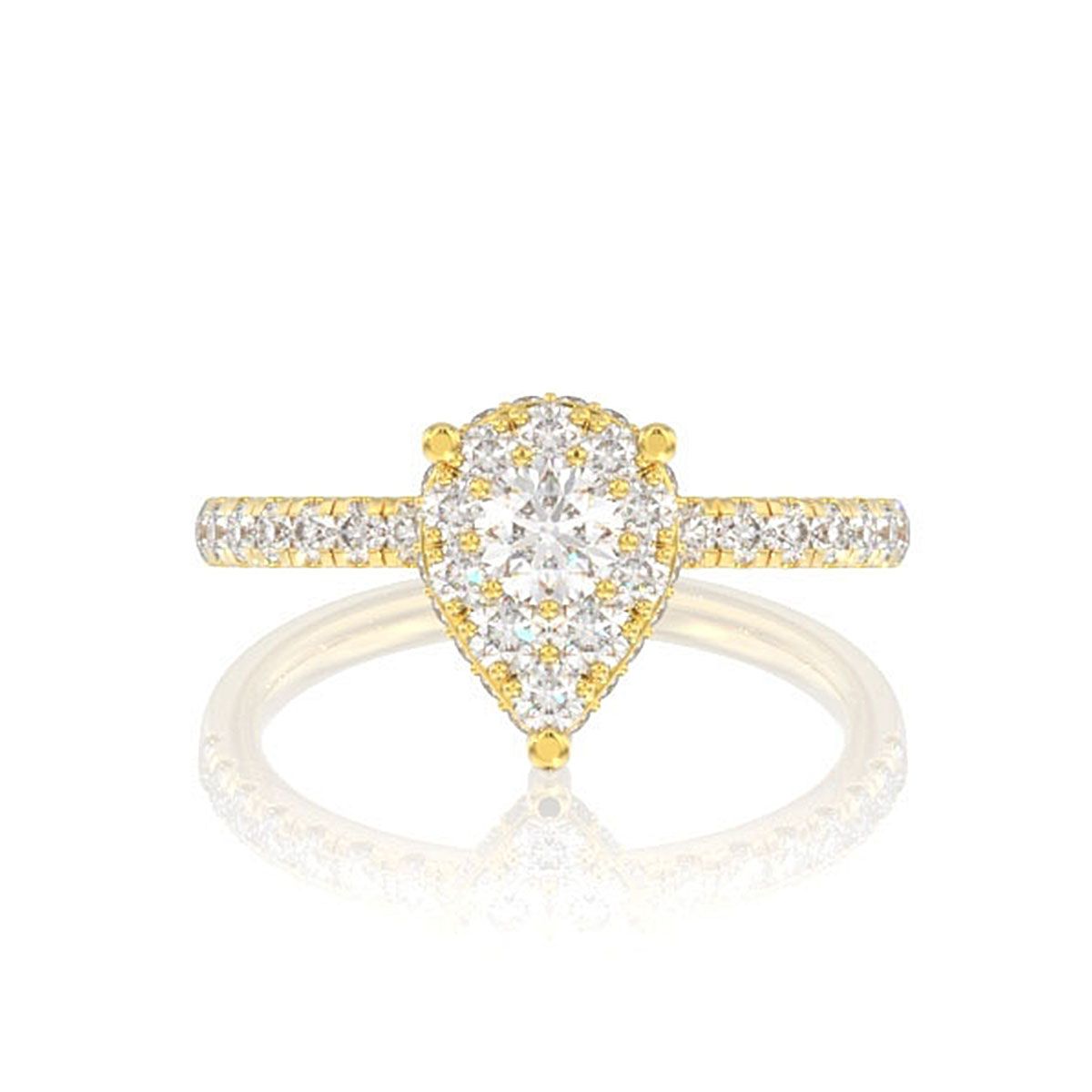 0.75CTW PEAR CLUSTER DIAMOND ENGAGEMENT RING 14K SOLID GOLD