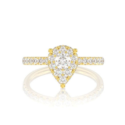0.75CTW PEAR CLUSTER DIAMOND ENGAGEMENT RING 14K SOLID GOLD