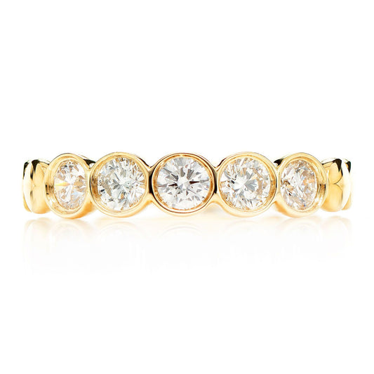 INEL ROTUND CU CINCI PIETRE ȘI DIAMANTE, AUR MASIV DE 14K, 0.70CT