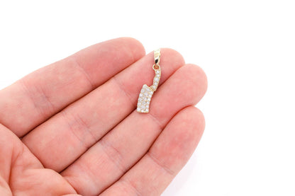 BUTCHER'S KNIFE DIAMOND PENDANT 14K SOLID GOLD 0.35CTW