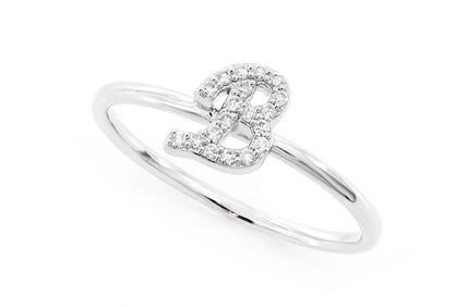INEL CU DIAMANT CU LITERA CURSIVĂ B, AUR MASIV DE 14K, 0.05CT