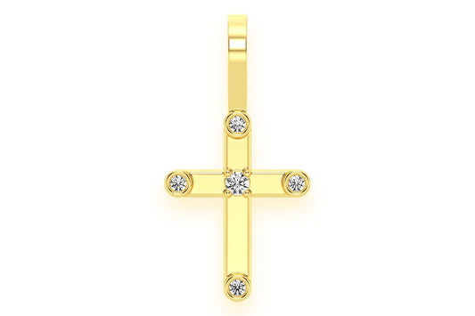 5 DIAMOND CROSS PENDANT 14K SOLID GOLD