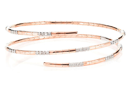 WRAP FLEX DIAMOND BANGLE BRACELET 14K SOLID GOLD 0.60CTW