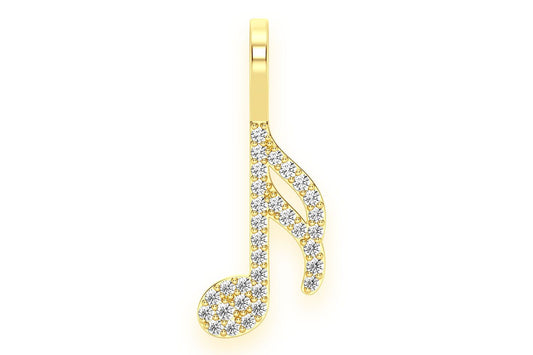 SEMIQUAVER MUSIC NOTE DIAMOND PENDANT 14K SOLID GOLD 0.15CTW