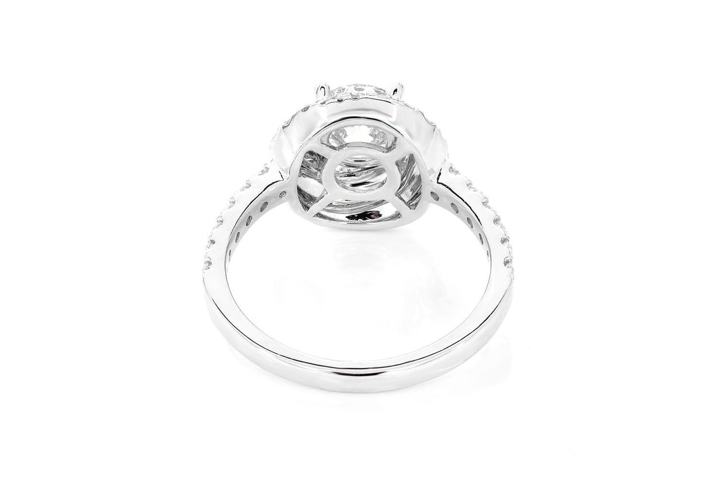 1.00CT ROUND SOLITAIRE - DOUBLE TWIST HALO -DIAMOND ENGAGEMENT RING