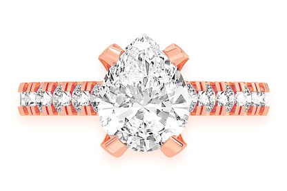 THINN - 2.00CT PEAR SOLITAIRE - SINGLE ROW SCALLOP - DIAMOND ENGAGEMENT RING