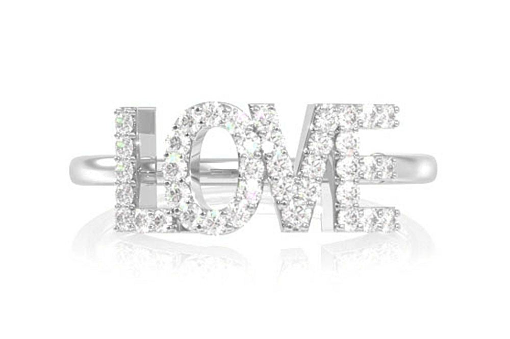 LOVE DIAMOND RING 14K SOLID GOLD 0.15CTW