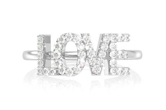 LOVE DIAMOND RING 14K SOLID GOLD 0.15CTW