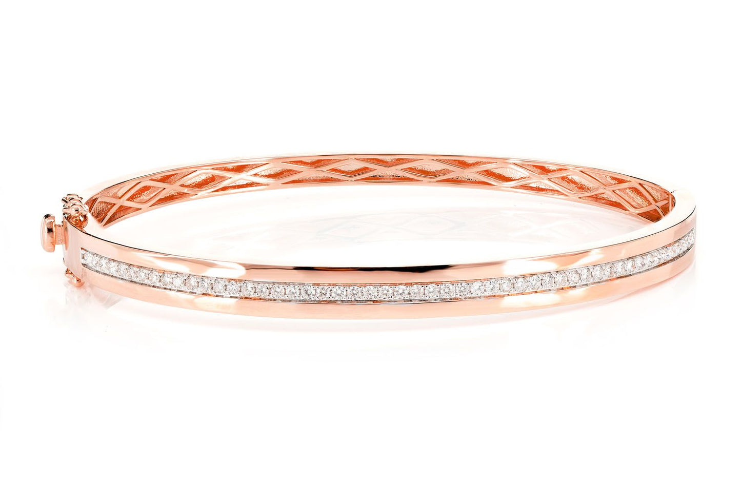 ONE ROW CHANNEL SETDIAMOND BANGLE BRACELET 14K SOLID GOLD 0.90CTW
