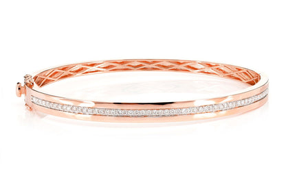 ONE ROW CHANNEL SETDIAMOND BANGLE BRACELET 14K SOLID GOLD 0.90CTW