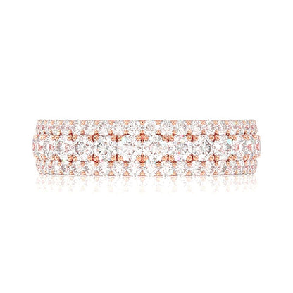 INEL CU TREI RÂNDURI DE DIAMANTE, AUR MASIV DE 14K, 1.50CTW