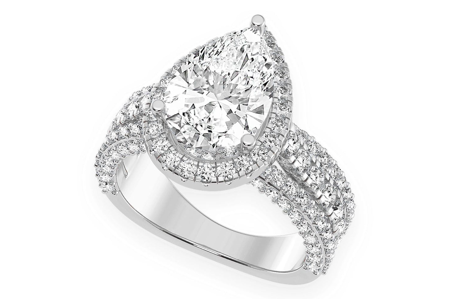 3.00CT PEAR SOLITAIRE - THREE ROW - DIAMOND ENGAGEMENT RING