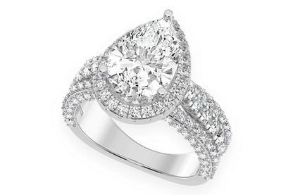 3.00CT PEAR SOLITAIRE - THREE ROW - DIAMOND ENGAGEMENT RING