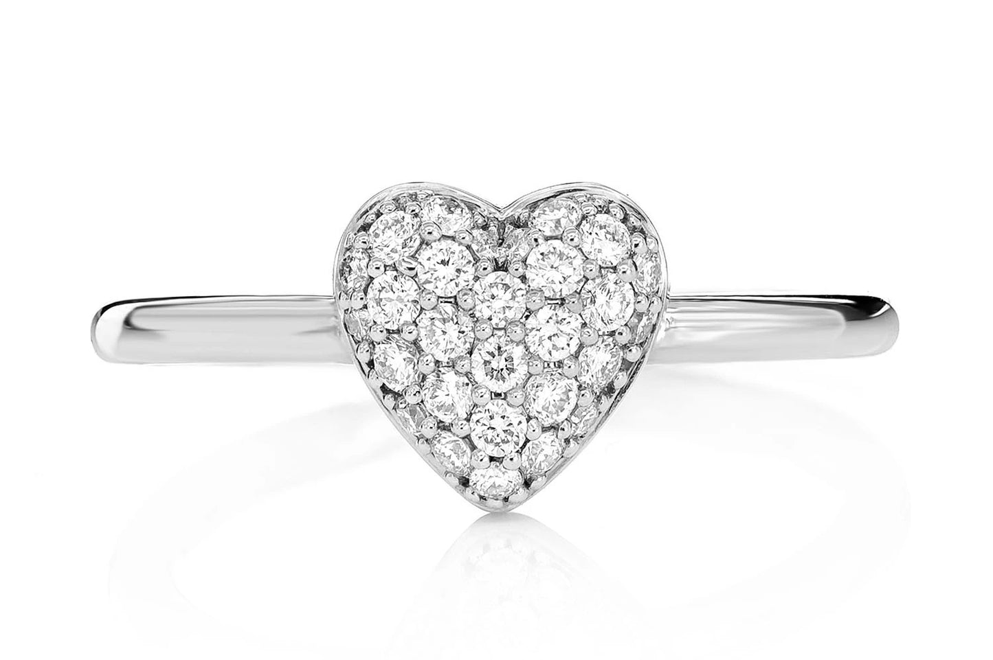 DIAMOND BUBBLY HEART RING 14K SOLID GOLD 0.20CTW