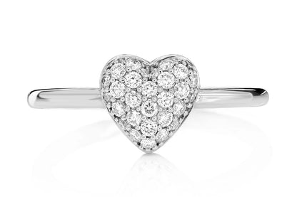 DIAMOND BUBBLY HEART RING 14K SOLID GOLD 0.20CTW