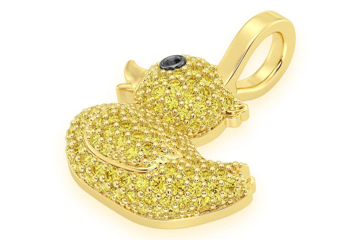RUBBER DUCKY YELLOW DIAMOND PENDANT 14K SOLID GOLD .40CTW