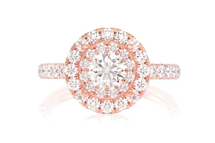 1.50CTW - ROUND DOUBLE HALO - DIAMOND ENGAGEMENT RING