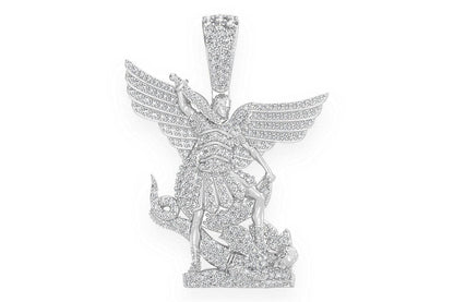ARCHANGEL ST MICHAEL DIAMOND PENDANT 14K SOLID GOLD 1.50CTW