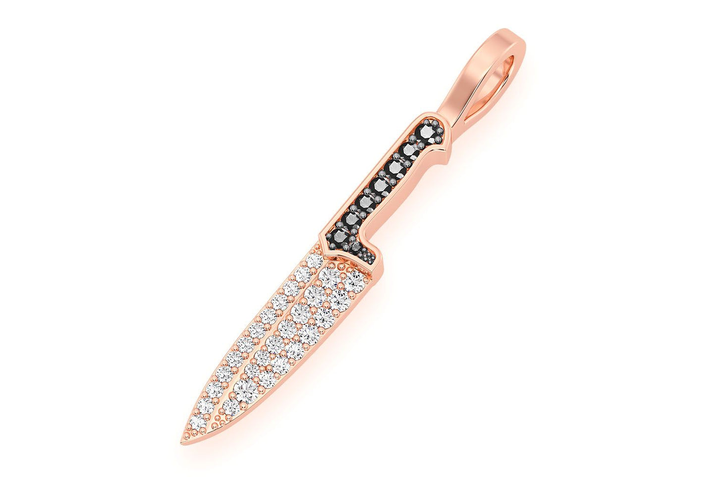 CHEF'S KNIFE DIAMOND PENDANT 14K SOLID GOLD .25CTW