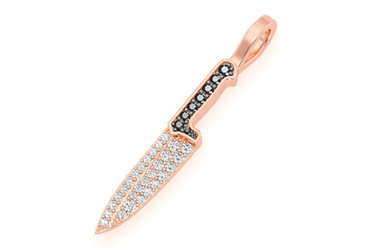 CHEF'S KNIFE DIAMOND PENDANT 14K SOLID GOLD .25CTW