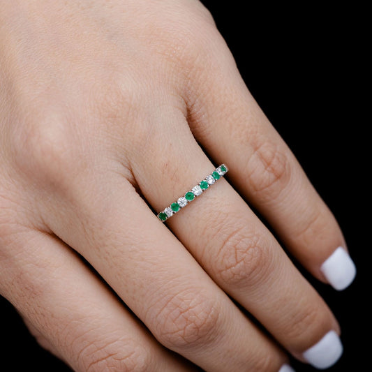 INEL CU SMARALD ȘI DIAMANT, AUR MASIV DE 14K, 0.33CT