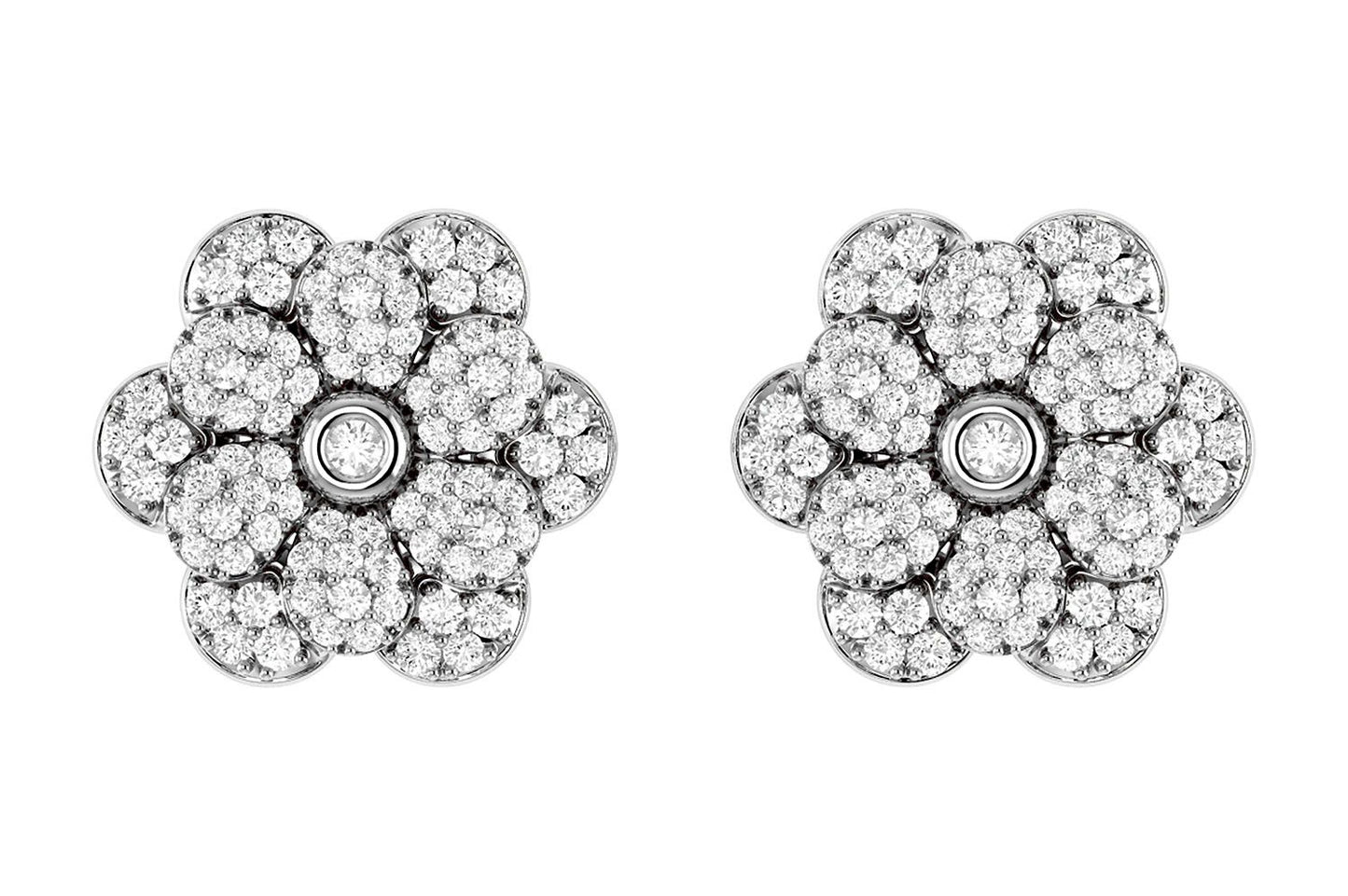 DAISY LAYERED DIAMOND STUD EARRINGS 14K SOLID GOLD 0.50CTW