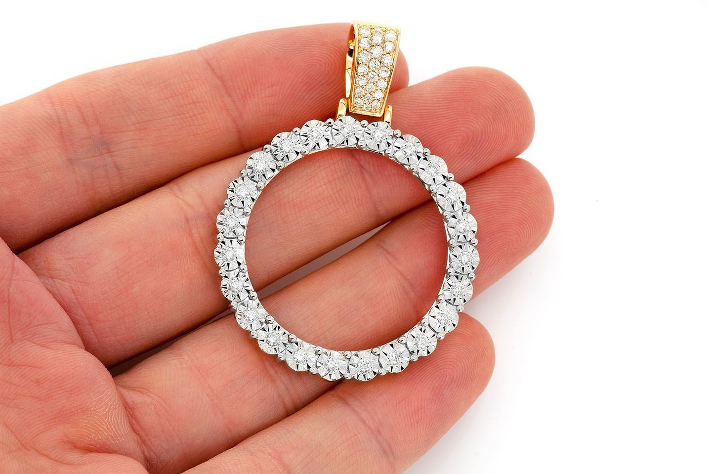 PANDANT CU DIAMANTE CU AMORTARE, SET MIRACULOS, AUR MASIV DE 14K, 1.15CTW