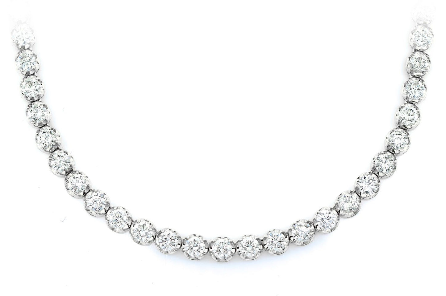 16PT CROWN SET DIAMOND TENNIS NECKLACE 14K SOLID GOLD 17.00CTW