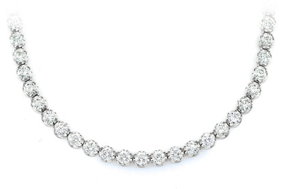 16PT CROWN SET DIAMOND TENNIS NECKLACE 14K SOLID GOLD 17.00CTW