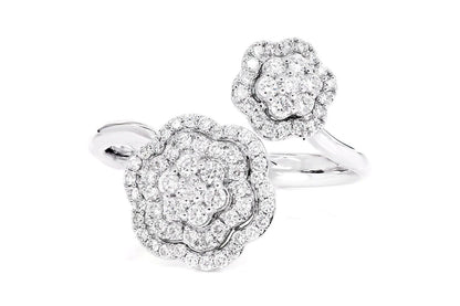INEL CU DIAMANTE DUBLU HALO FLORAL, AUR MASIV DE 14K, 0.40CT
