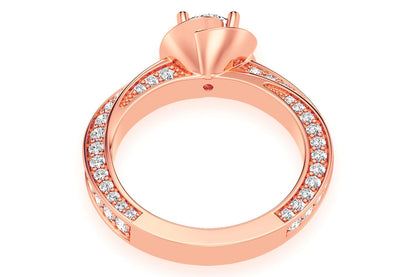 .75CT ROUND SOLITAIRE - FLORAL TWIST HALO - DIAMOND ENGAGEMENT RING