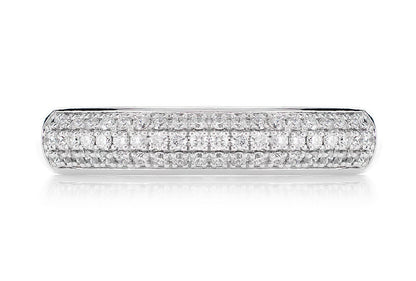 THREE ROW BUBBLY DIAMOND BAND RING 14K SOLID GOLD 0.35CTW