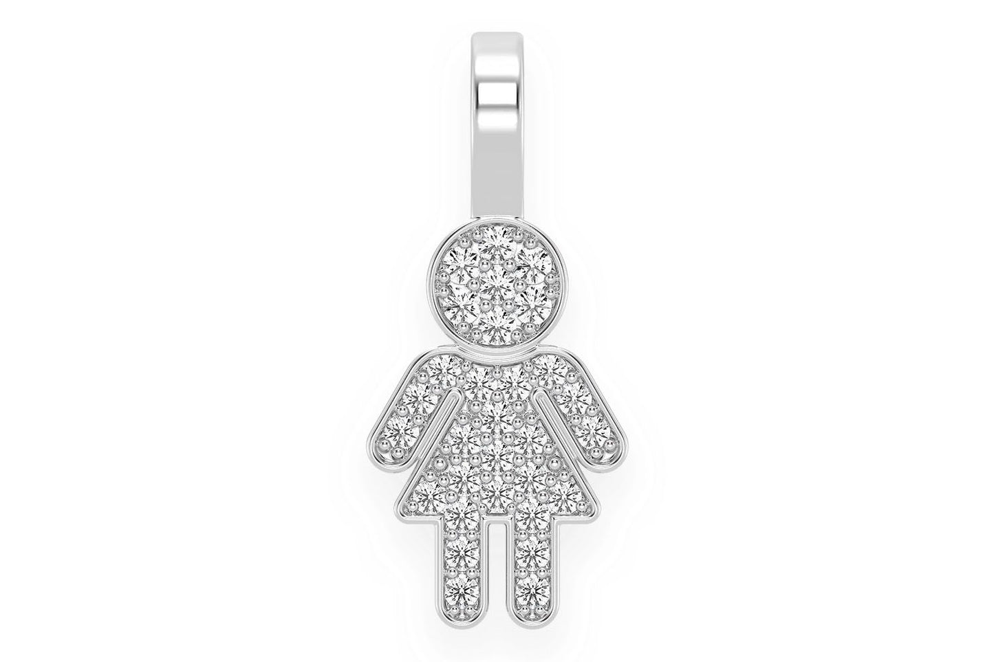 GIRL DIAMOND PENDANT 14K SOLID GOLD 0.10CTW