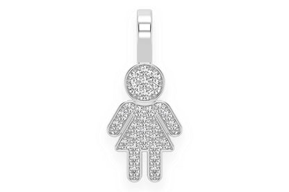 GIRL DIAMOND PENDANT 14K SOLID GOLD 0.10CTW