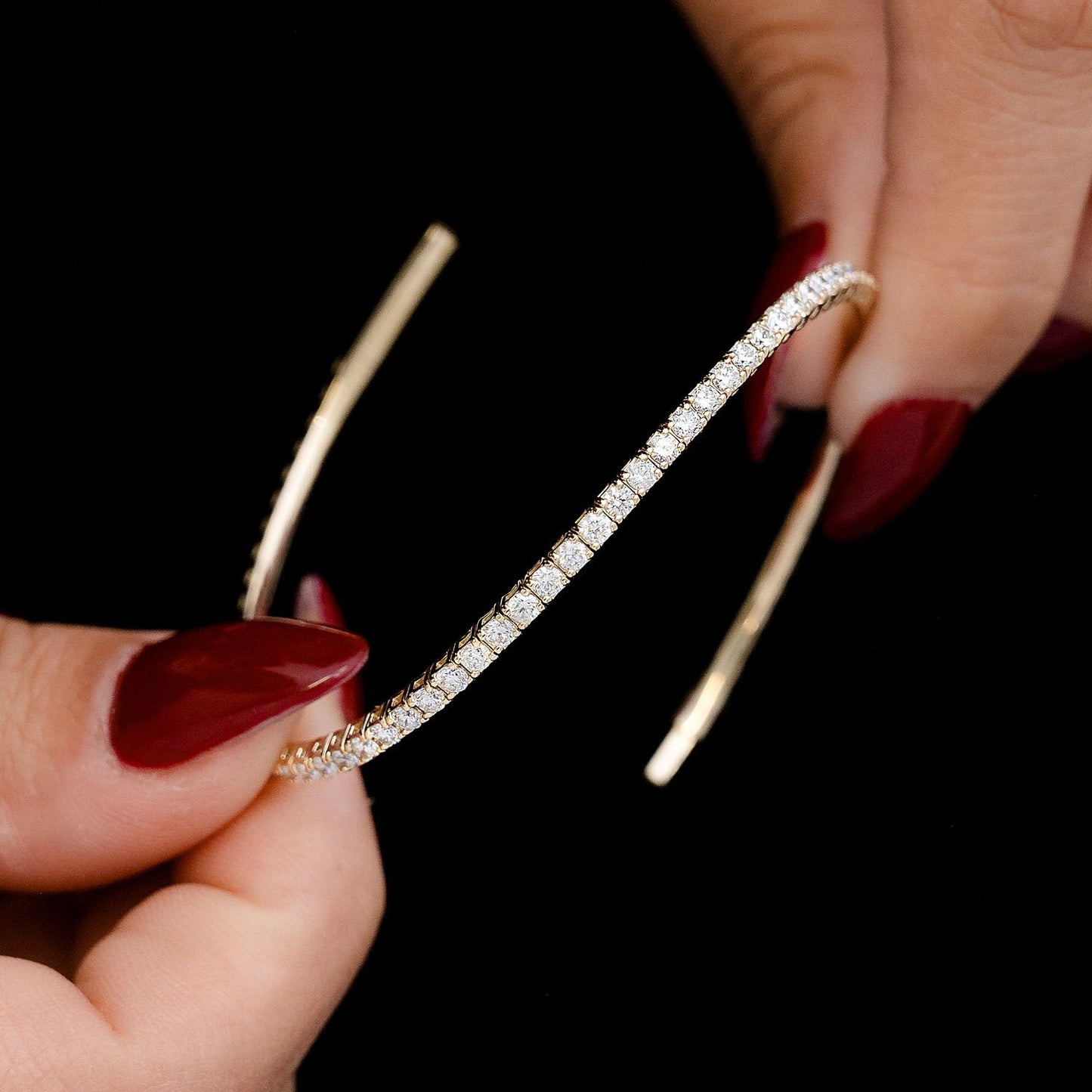 4PT PRONG SET DIAMOND TENNIS BRACELET FLEX BANGLE 1.50CTW 14K SOLID GOLD