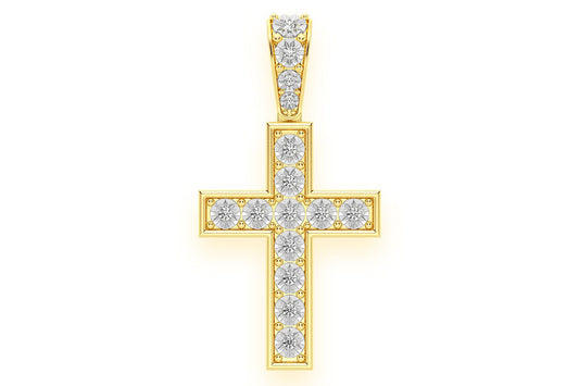 PANDANT CU CRUCE MIRACULOASĂ ȘI DIAMANT, AUR MASIV DE 14K, 0.15CT