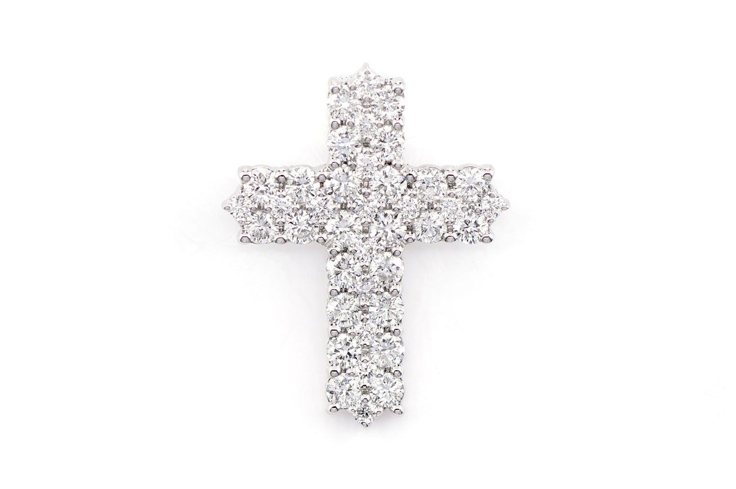 FOUR ROW DIAMOND CROSS PENDANT 14K SOLID GOLD 0.50CTW