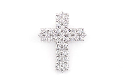 FOUR ROW DIAMOND CROSS PENDANT 14K SOLID GOLD 0.50CTW