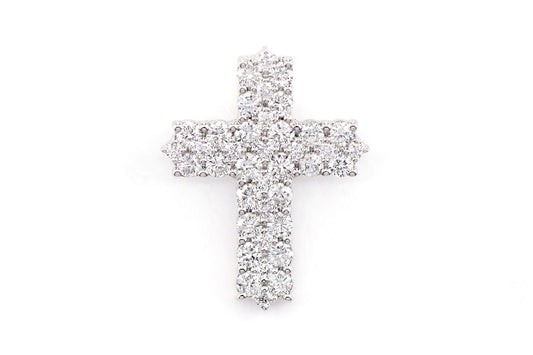 FOUR ROW DIAMOND CROSS PENDANT 14K SOLID GOLD 0.50CTW
