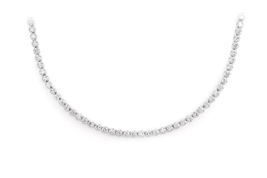 COLIER TENIS CU COROANĂ 2PT CU DIAMANTE, AUR MASIV DE 14K, 4.00CT 