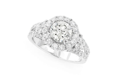 1.25CT ROUND - SPLIT SHANK HALO - DIAMOND ENGAGEMENT RING