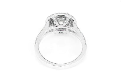 1.00CT ROUND SOLITAIRE - SPLIT SHANK DOUBLE HALO - DIAMOND ENGAGEMENT RING