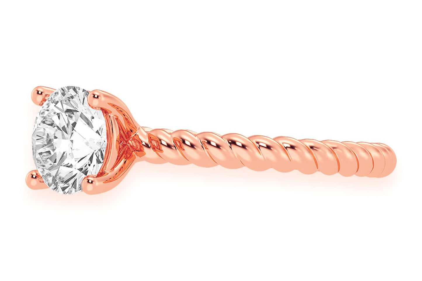 1.00CT ROUND TWIST BAND SOLITAIRE RING 14K