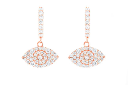 CERCEI CU DIAMANTE CU FORMĂ DE OCHI RĂU, AUR MASIV DE 14K, 0.50CT