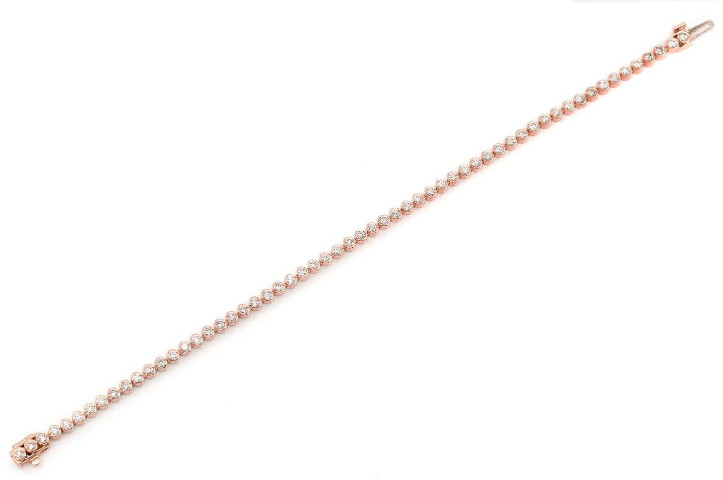 BEZEL SET DIAMOND TENNIS BRACELET 14K SOLID GOLD 2.00CTW