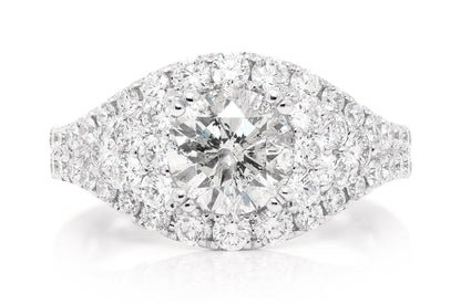ROUND TIER HALO DIAMOND RING 14K SOLID GOLD 1.20CTW