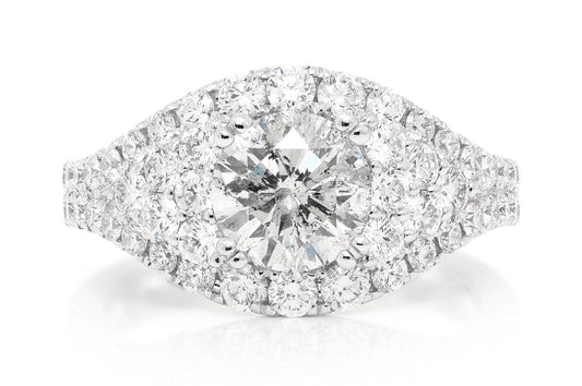 INEL ROTUND CU DIAMANTE HALO, AUR MASIV DE 14K, 1.20CT