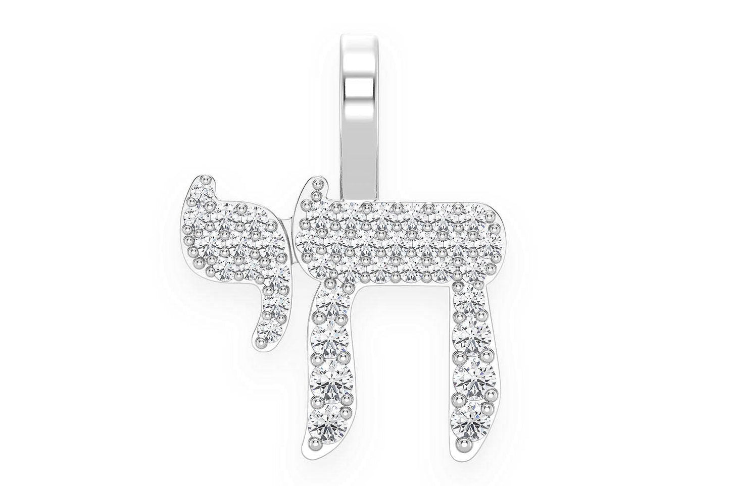 CHAI DIAMOND PENDANT 14K SOLID GOLD .30CTW