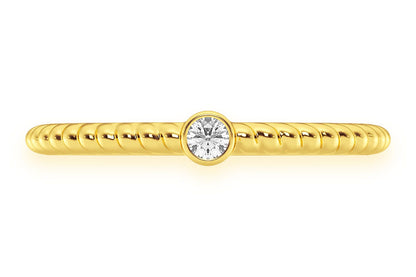 INEL ROTUND CU BEZEL ȘNUR ȘI DIAMANT, AUR MASIV DE 14K, 0.05CT