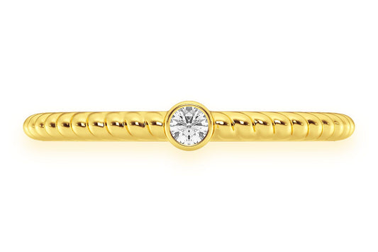 ROUND BEZEL ROPE DIAMOND RING 14K SOLID GOLD 0.05CTW